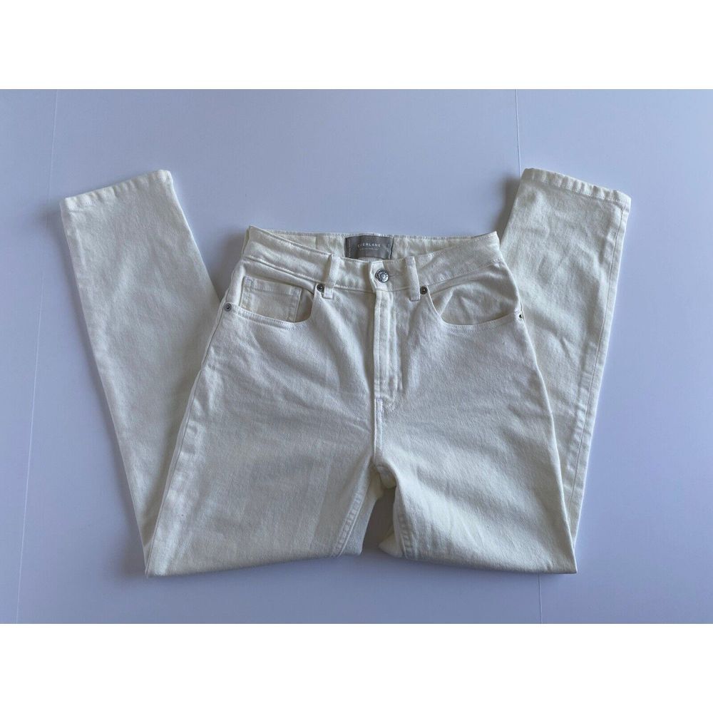 Everlane The Curvy Cheeky Jean - Women's Sz 25 Crop Antique White Organic Cotton